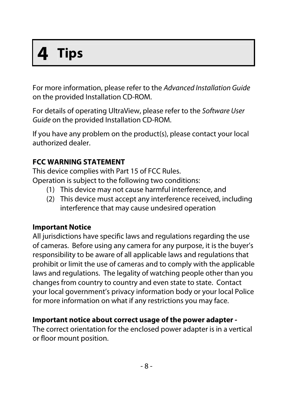 Tips | Swann CONNECT CAM 500 User Manual | Page 9 / 9