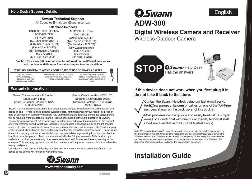 Swann ADW-300 User Manual | 6 pages