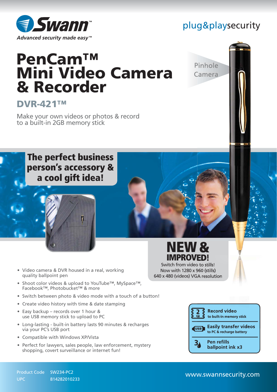 Swann PENCAM DVR-421TM User Manual | 2 pages