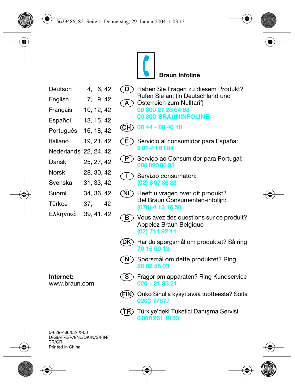 Braun 3615 User Manual | Page 2 / 46