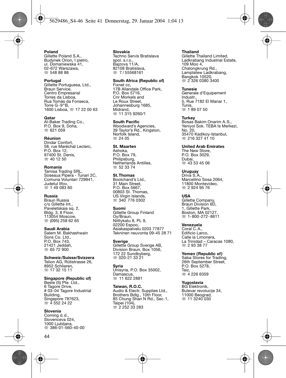 Braun 3615 User Manual | Page 44 / 46