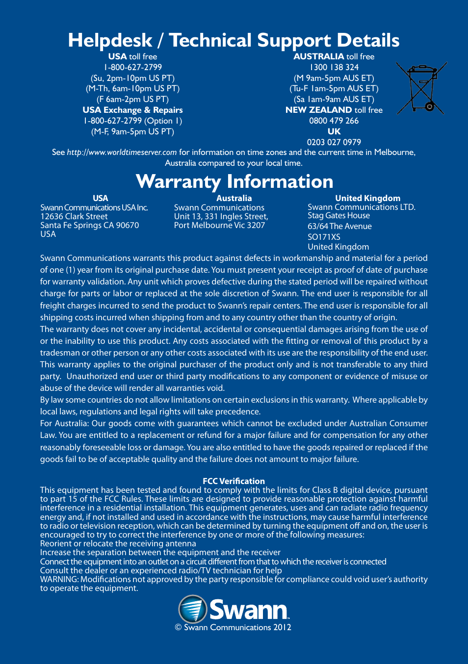 Swann PRO-771 Dome M771CAM190312E User Manual | Page 8 / 8