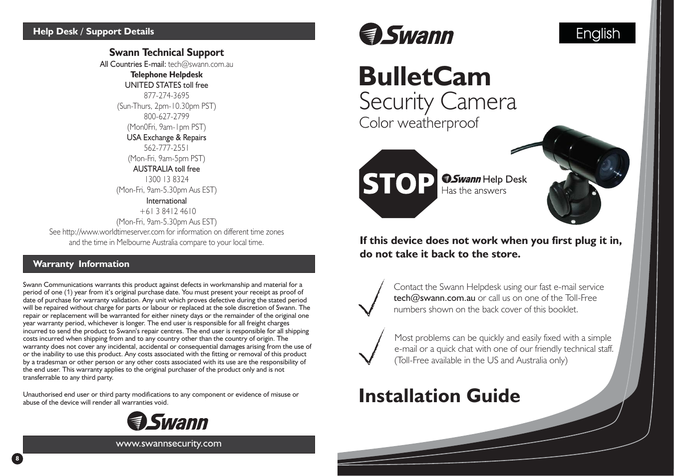 Swann BulletCam User Manual | 4 pages