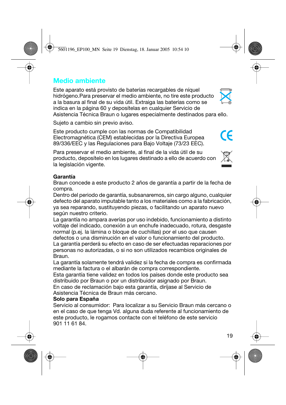 Medio ambiente | Braun 7546 User Manual | Page 19 / 62