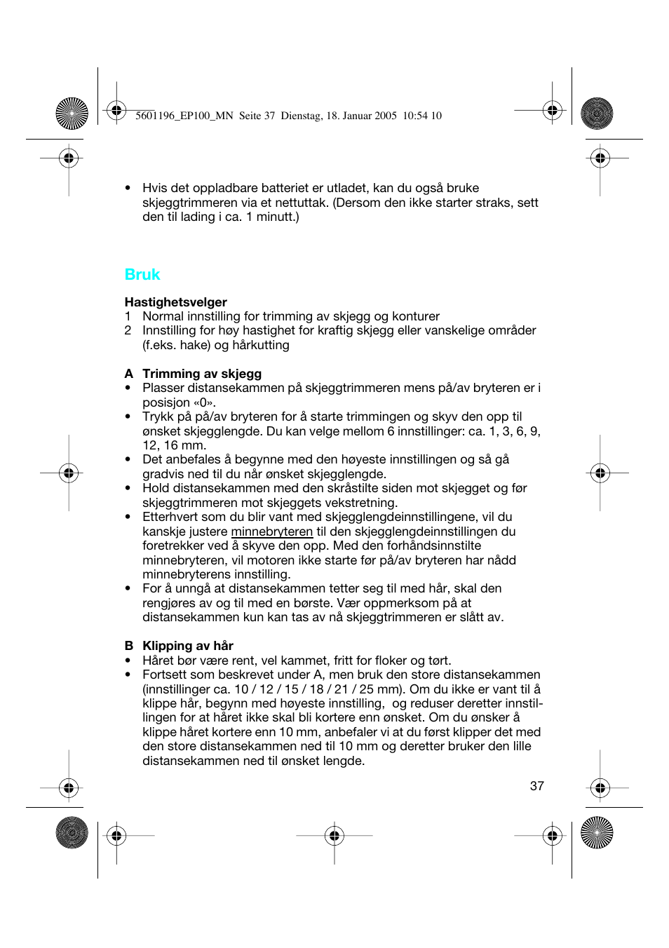 Bruk | Braun 7546 User Manual | Page 37 / 62