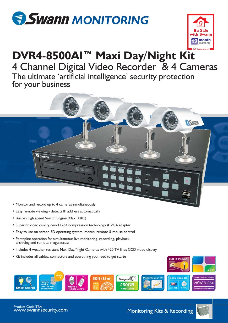 Swann DVR4-8500AI User Manual | 2 pages