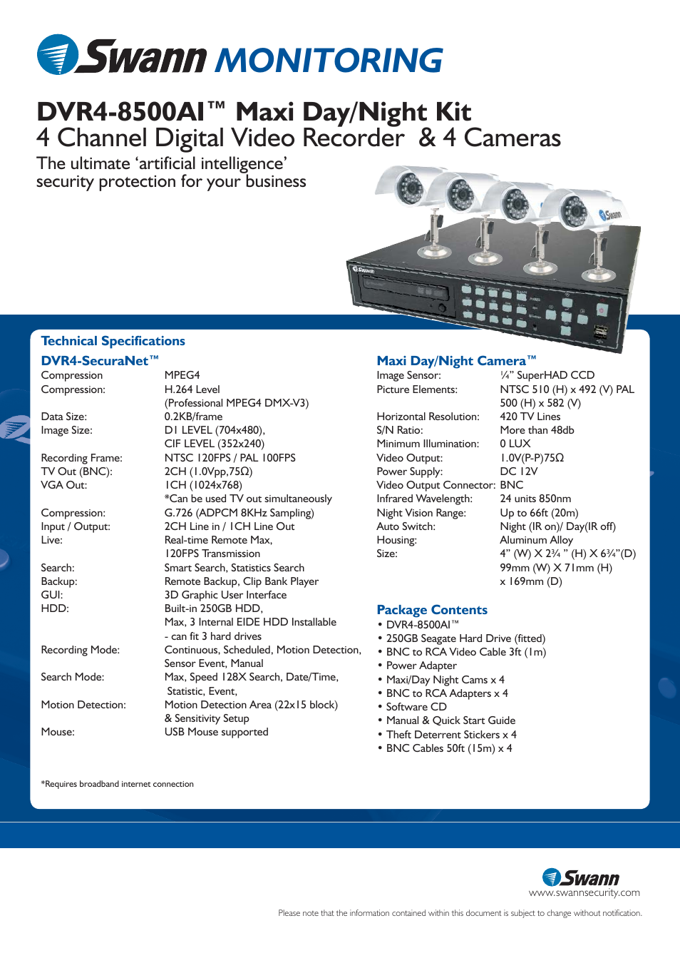 Monitoring | Swann DVR4-8500AI User Manual | Page 2 / 2