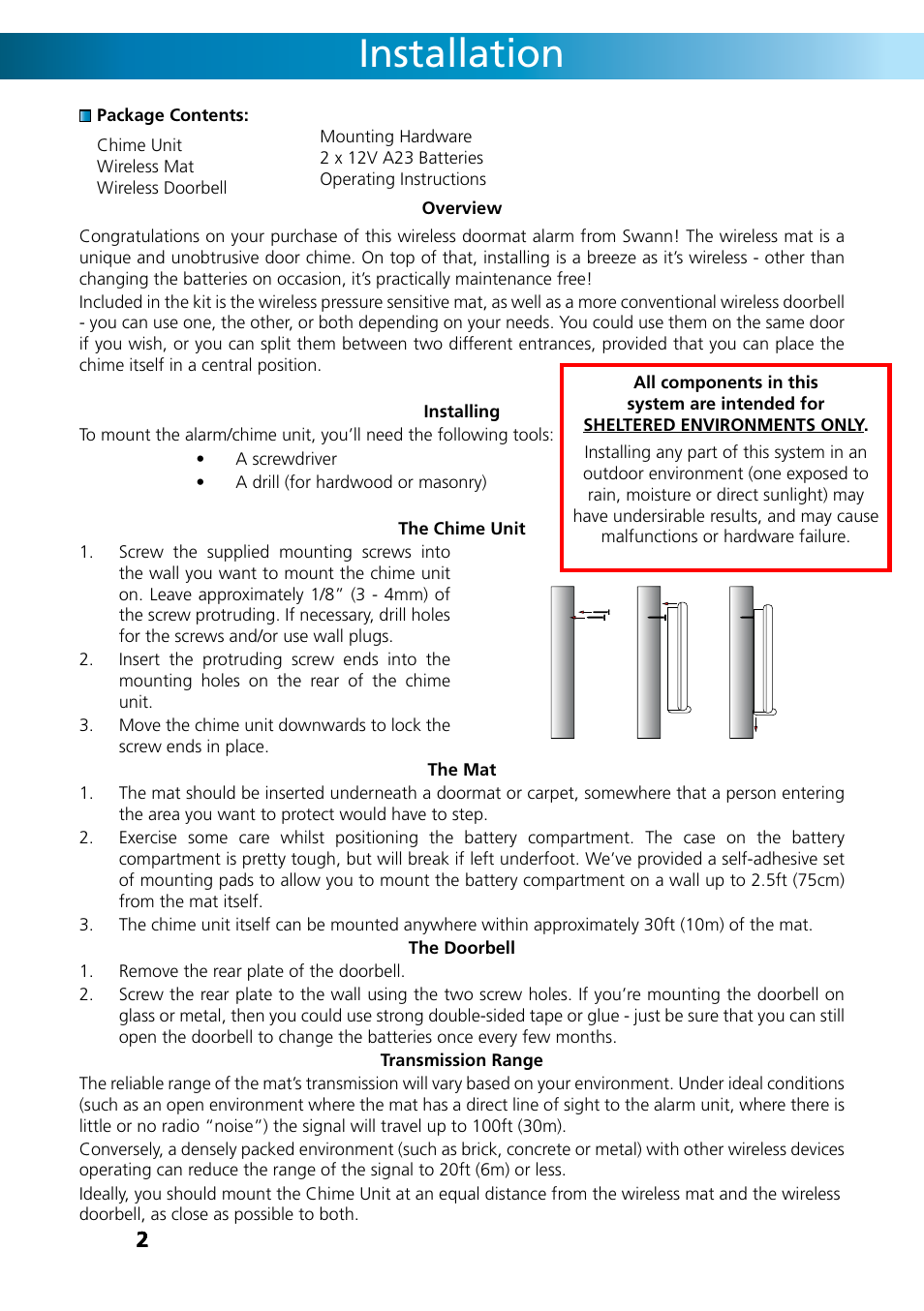 Installation | Swann MWMA170510E SW351-WMA User Manual | Page 2 / 4