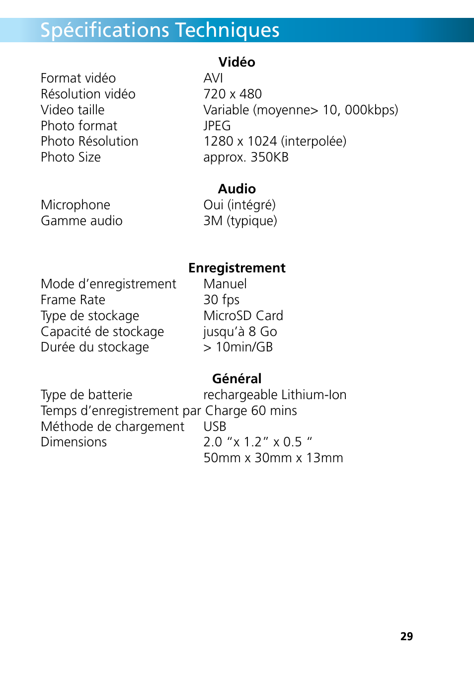 Spécifications techniques | Swann REMOTECAM RMC190210T User Manual | Page 29 / 48