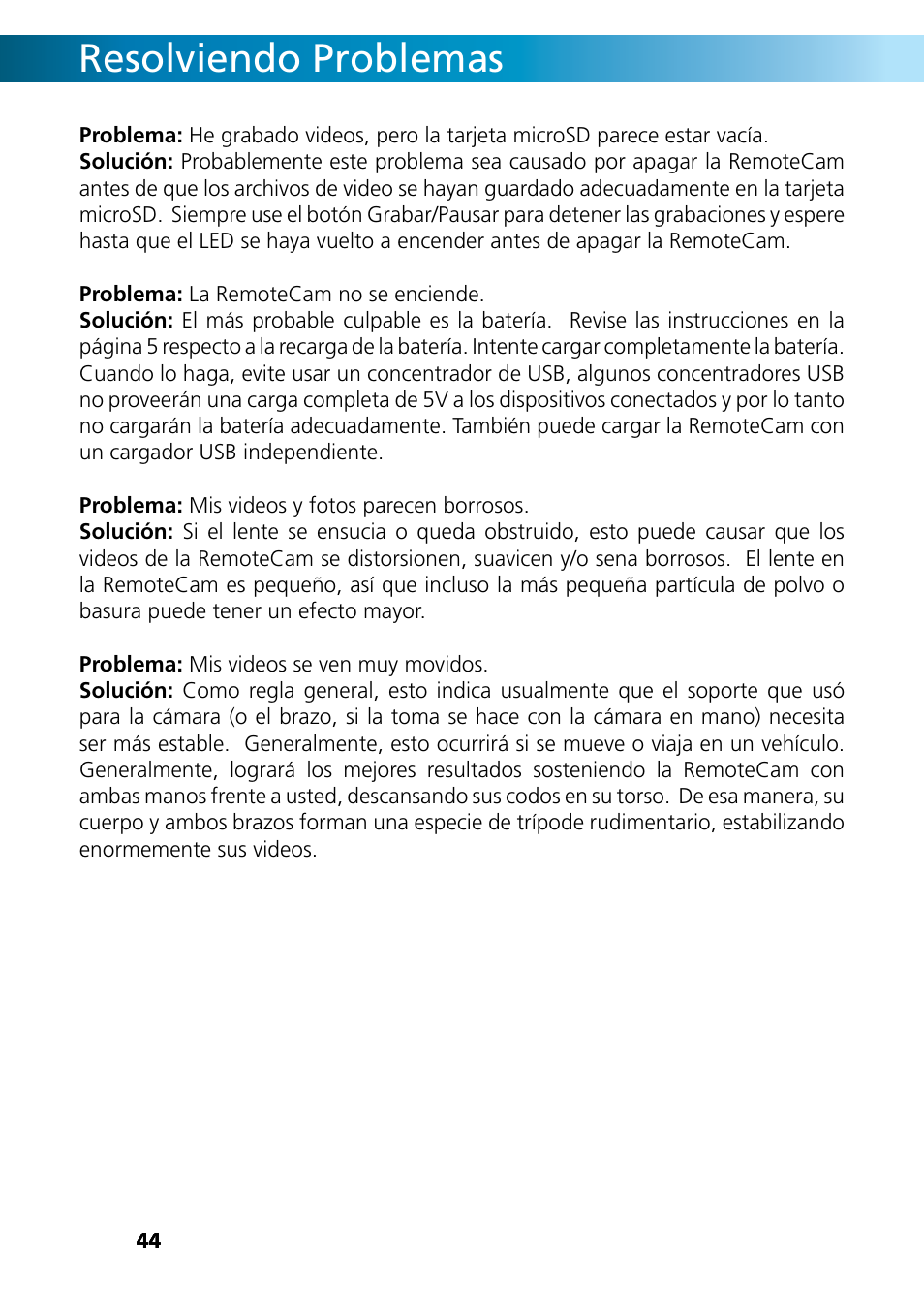 Resolviendo problemas | Swann REMOTECAM RMC190210T User Manual | Page 44 / 48