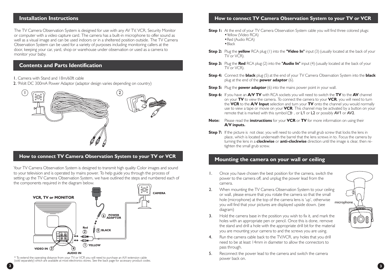 Mounting the camera on your wall or ceiling | Swann Security Camera User Manual | Page 2 / 2