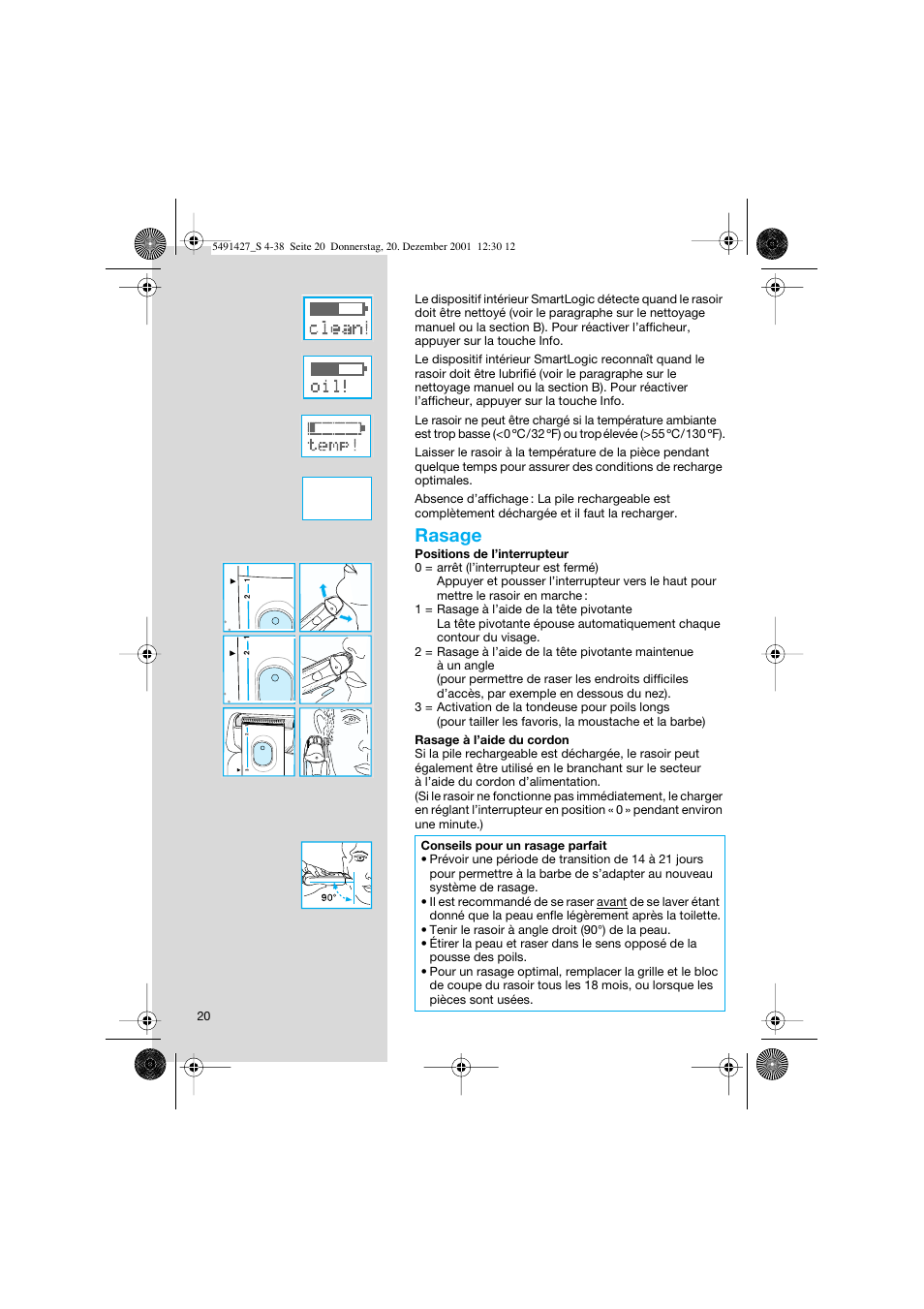 Rasage | Braun 7680 User Manual | Page 20 / 38