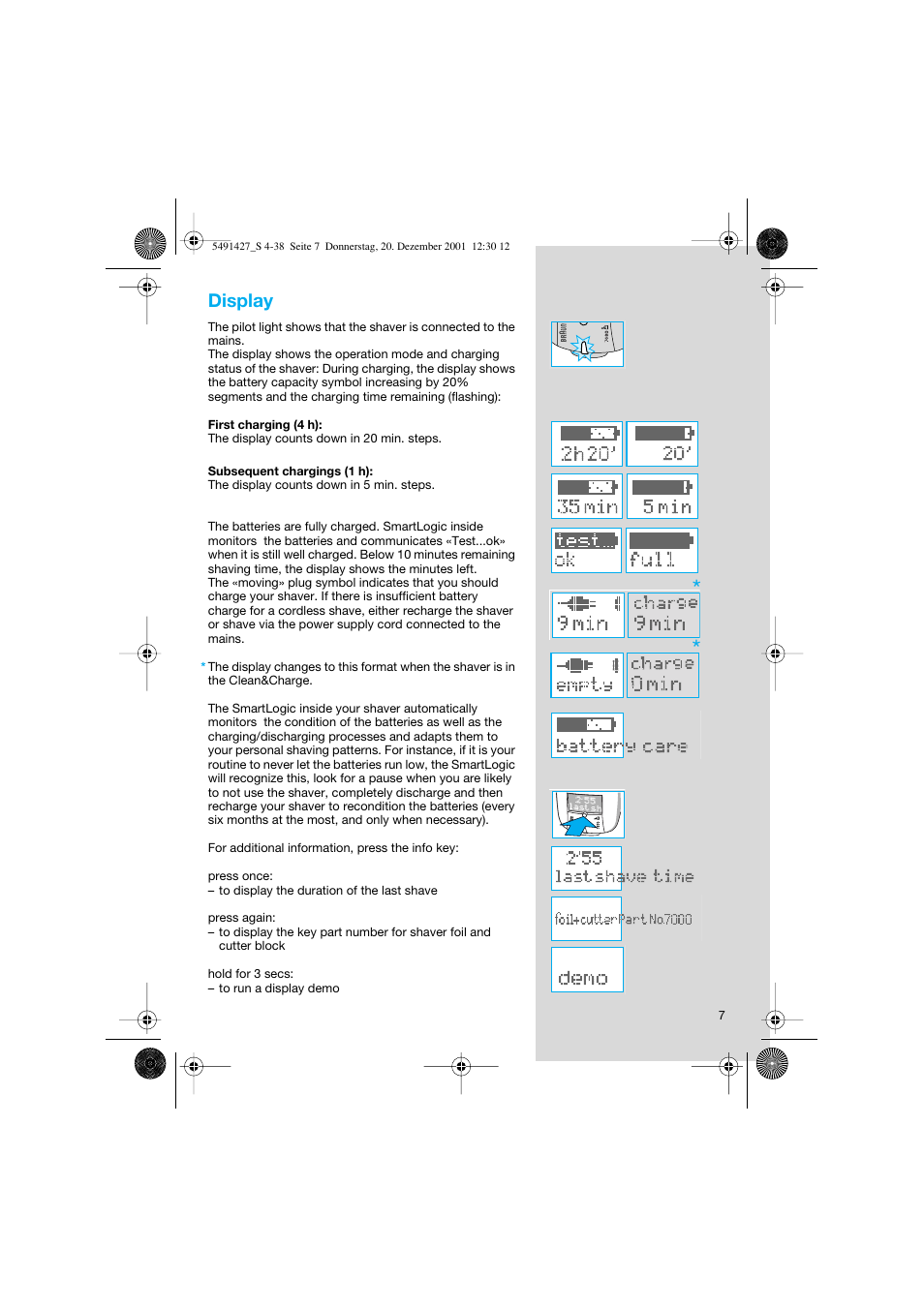 Display | Braun 7680 User Manual | Page 7 / 38