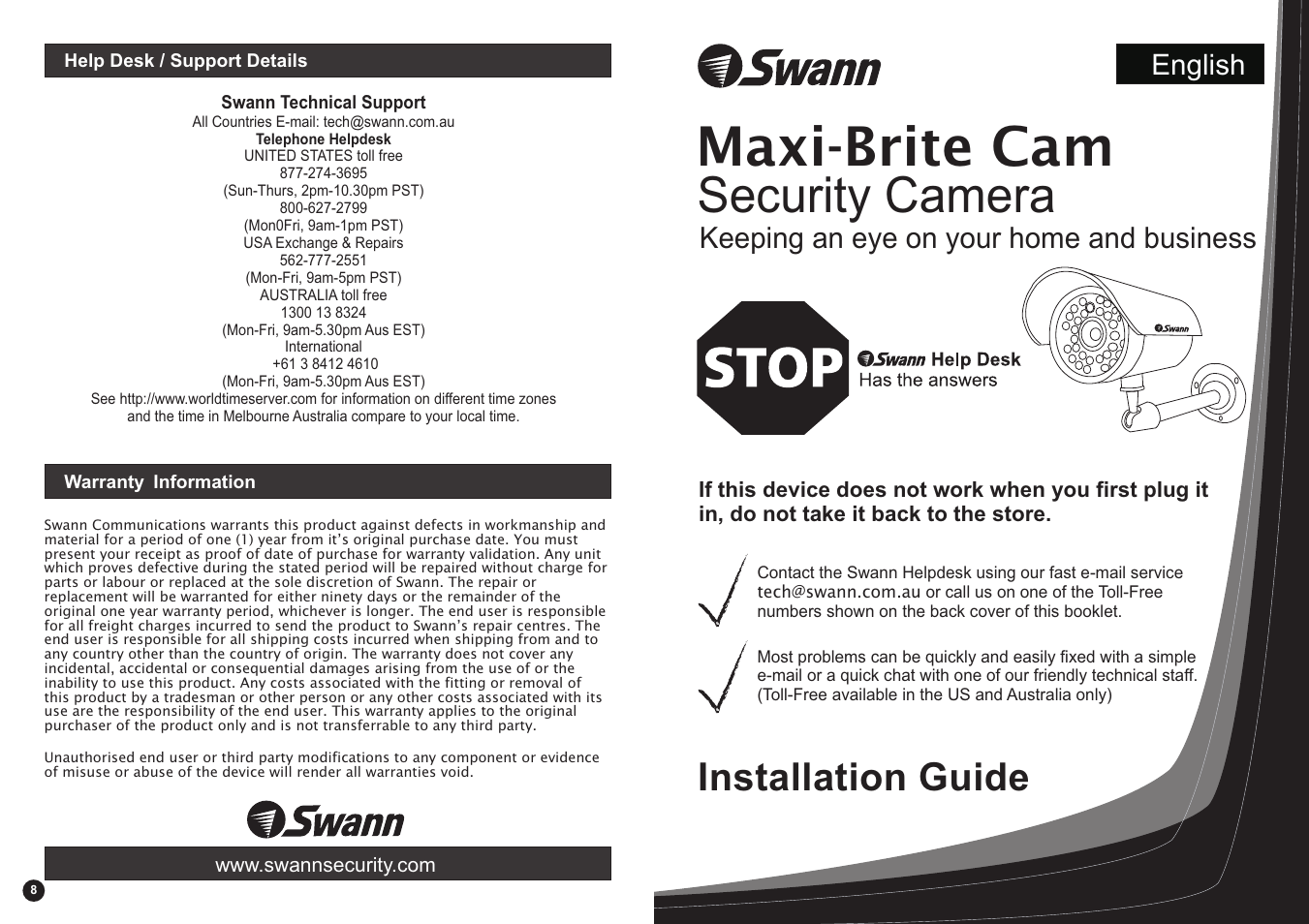 Swann Maxi-Brite Cam User Manual | 4 pages