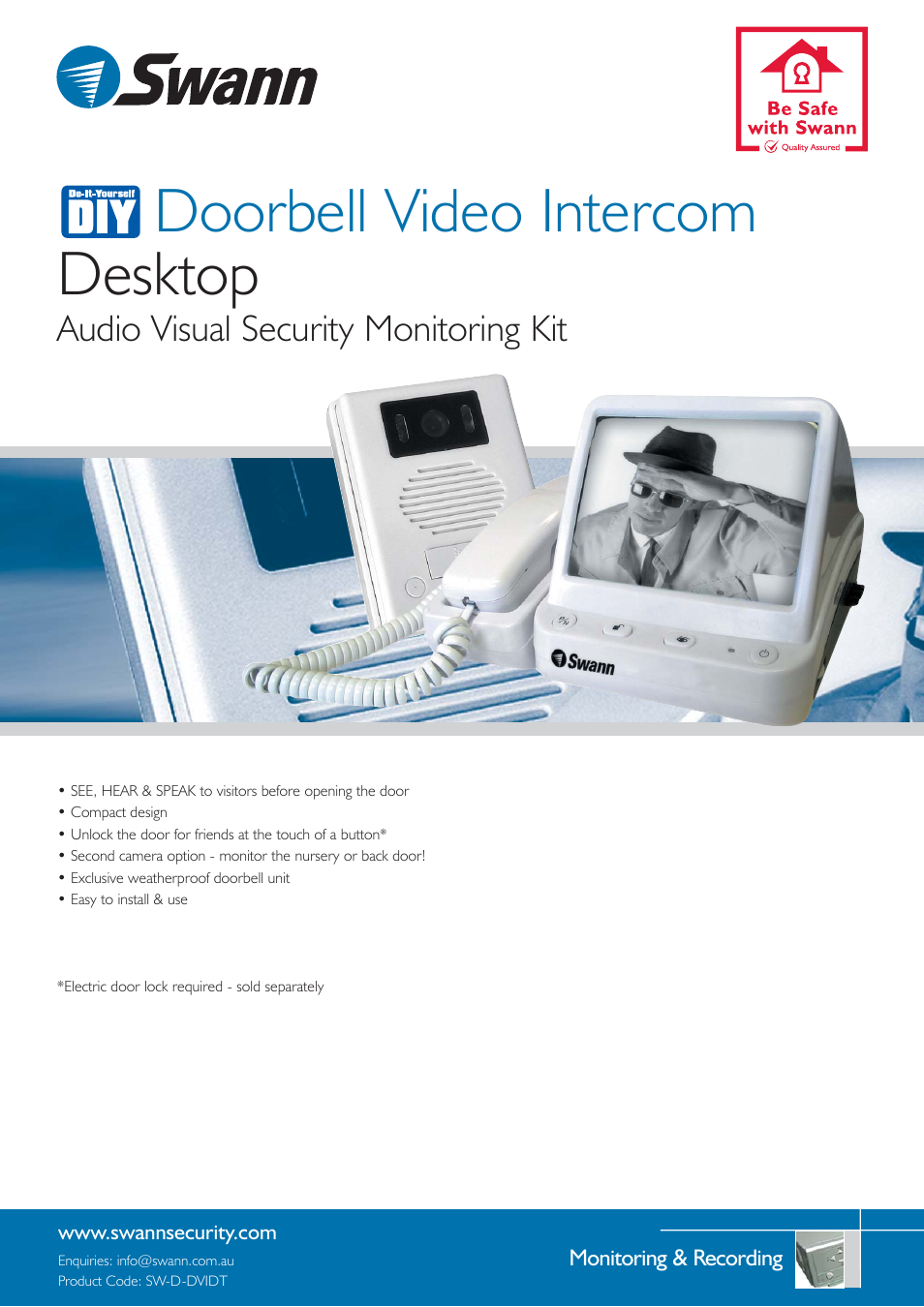 Swann Doorbell Video Intercom User Manual | 2 pages