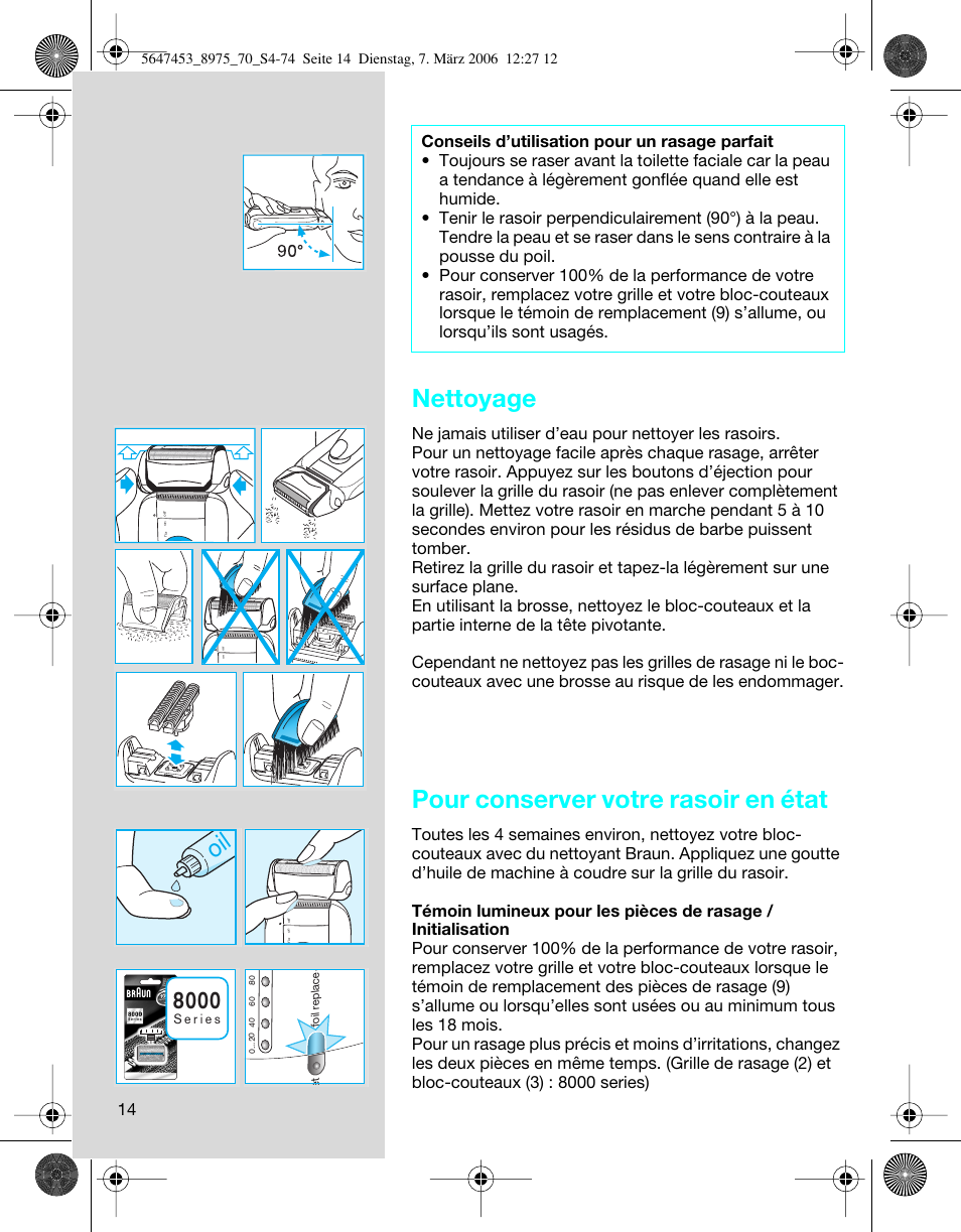 Nettoyage, Pour conserver votre rasoir en état | Braun 8975 User Manual | Page 14 / 70