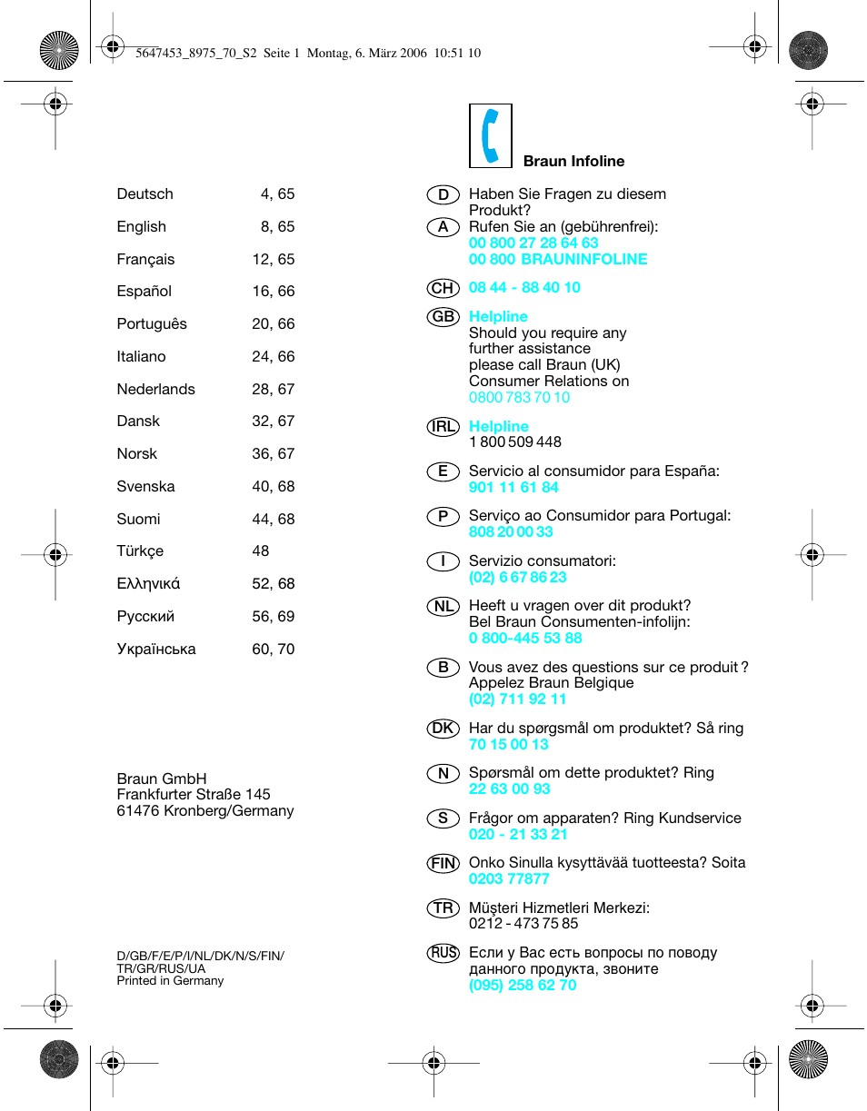 Braun 8975 User Manual | Page 2 / 70