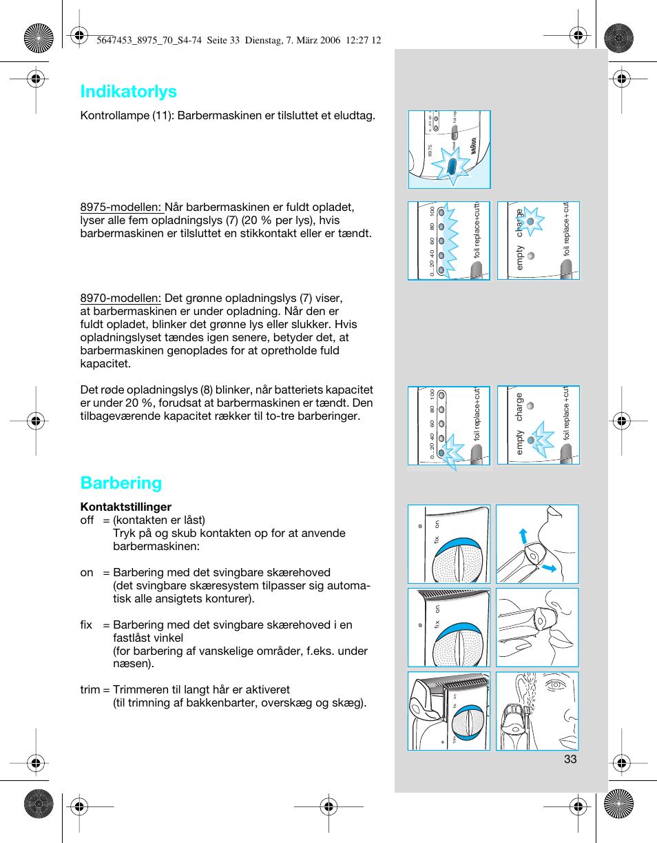 Indikatorlys, Barbering | Braun 8975 User Manual | Page 33 / 70