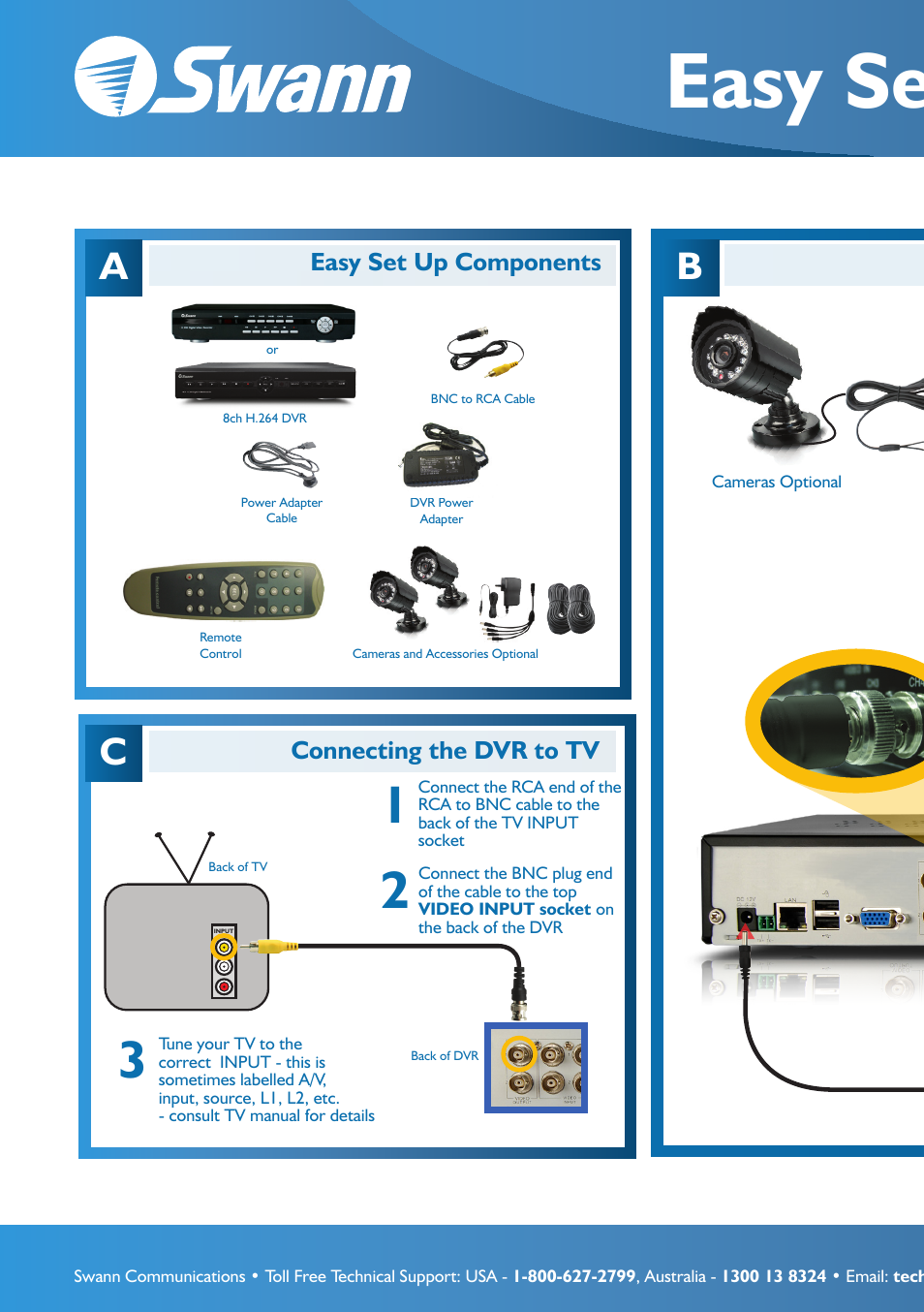Easy setup guide, 8ch h.264 dvr | Swann 8 Channel DVR H.264 User Manual | Page 2 / 76