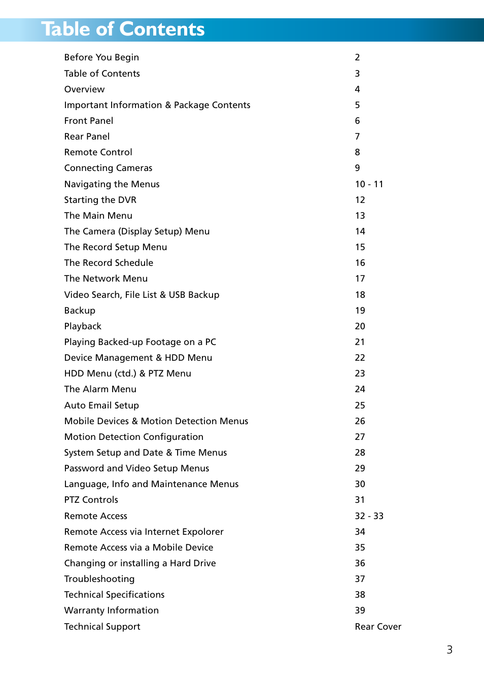 Before you begin table of contents | Swann ADVANCED-SERIES H.264 User Manual | Page 3 / 40