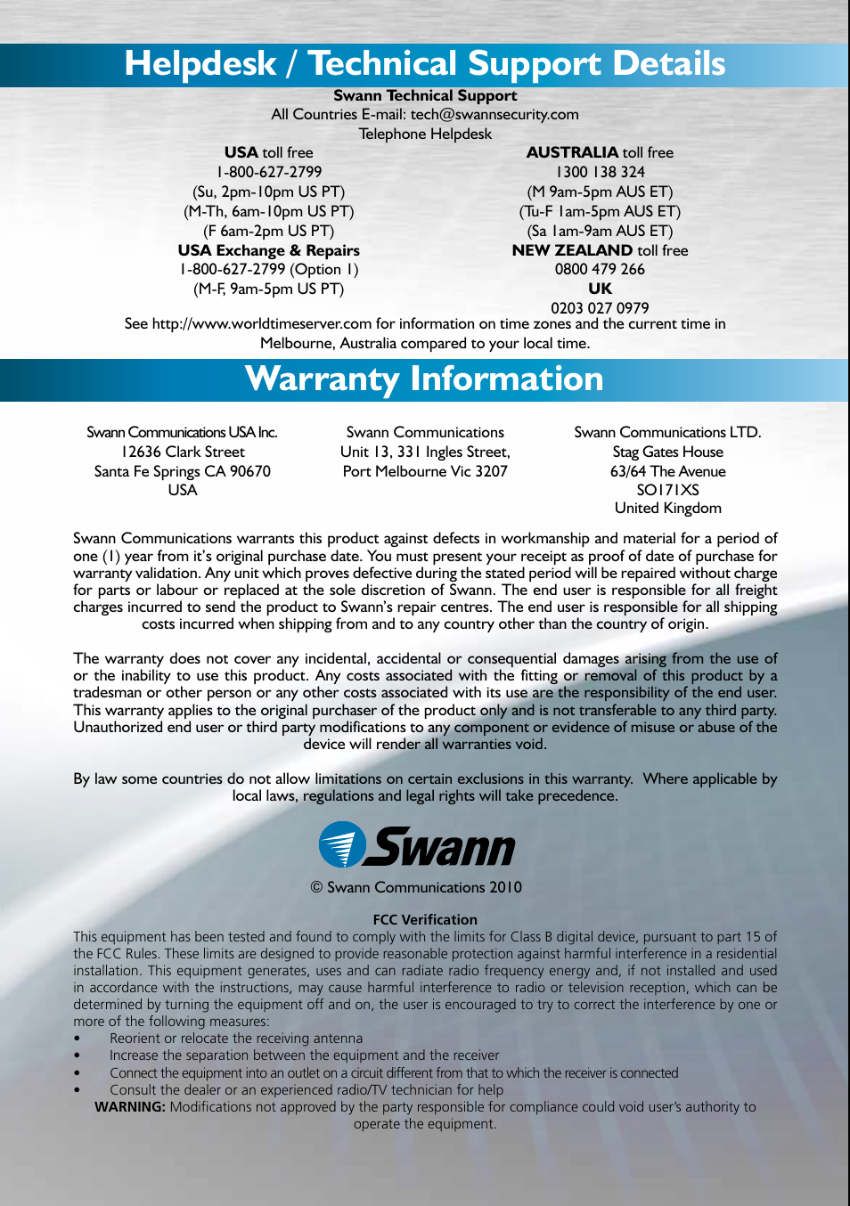 Swann ADVANCED-SERIES H.264 User Manual | Page 40 / 40