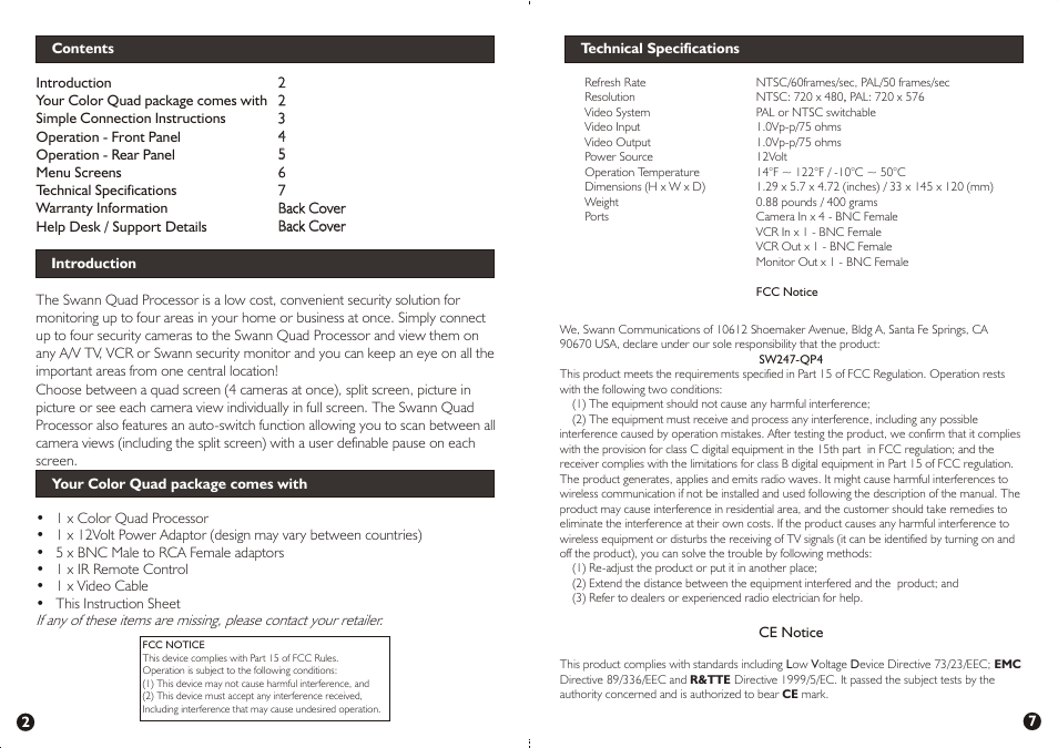 Swann Advanced Quad Processor User Manual | Page 2 / 4