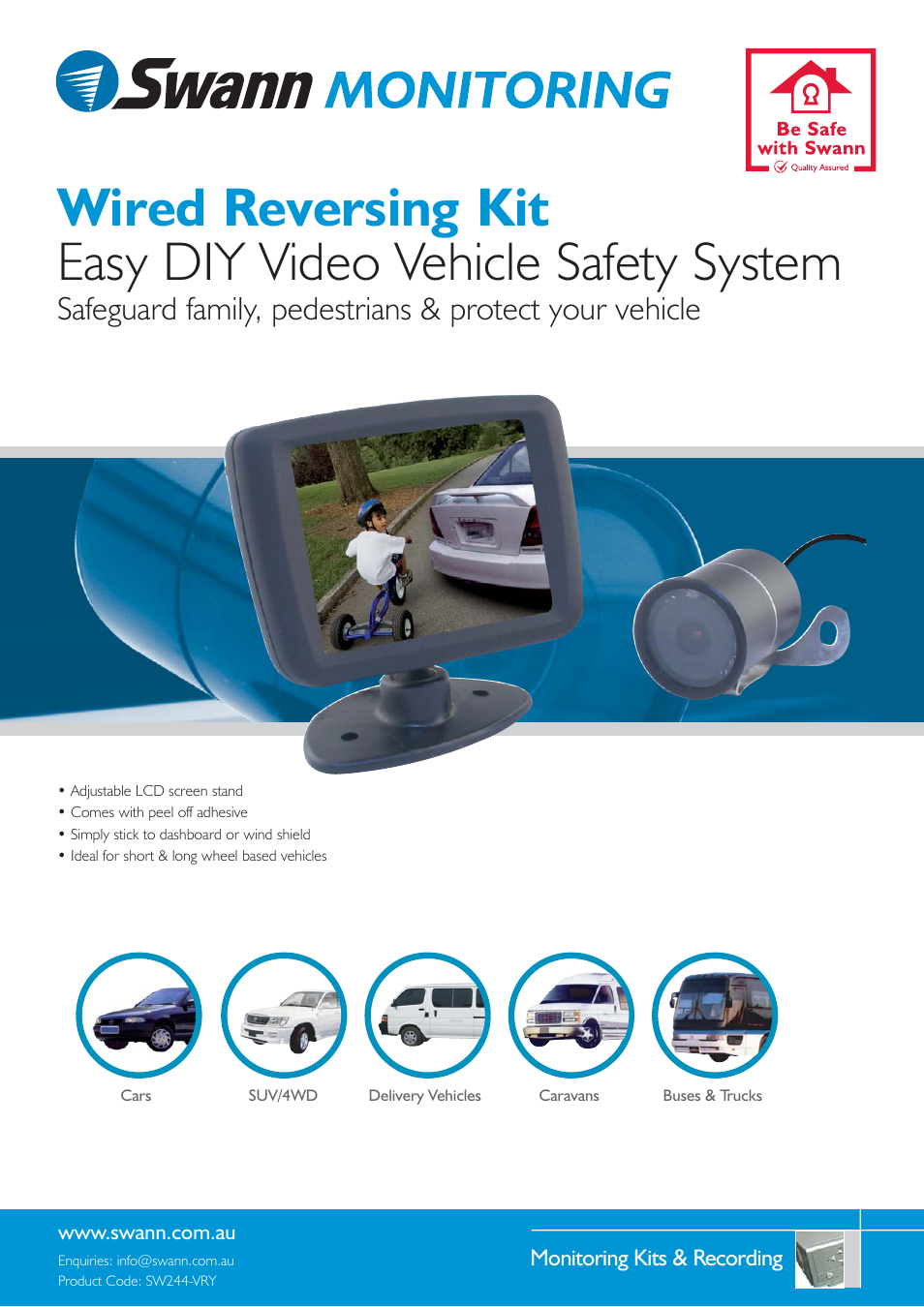 Swann WIRED REVERSING KIT SW244-VRY User Manual | 2 pages