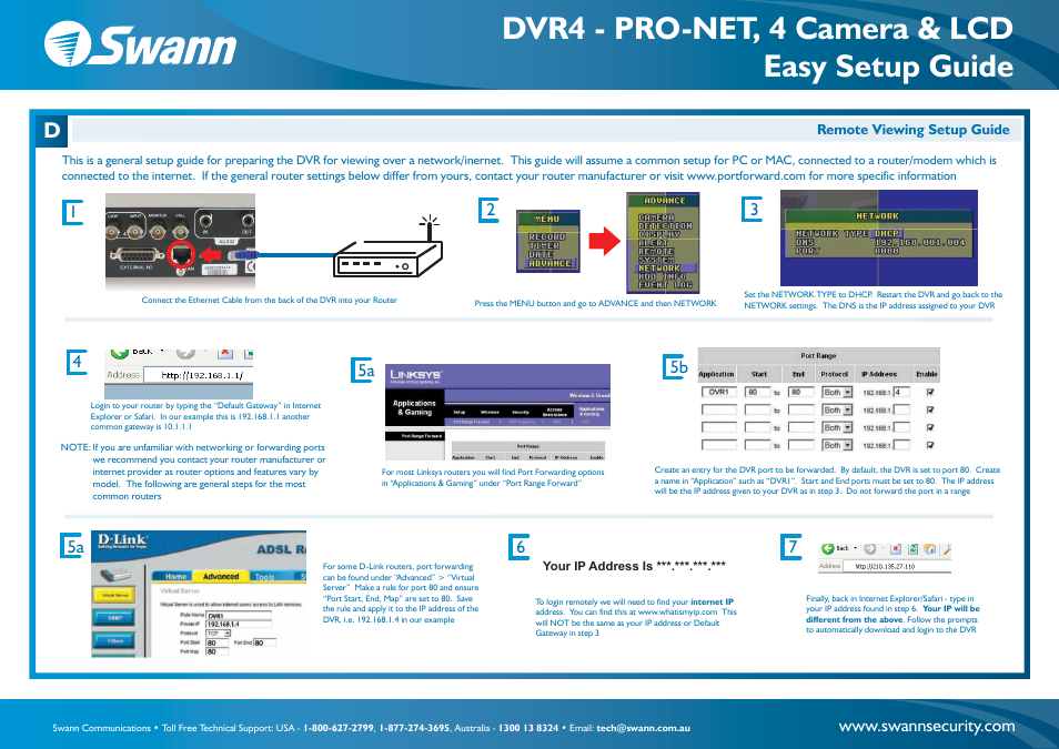 Sw245-srm_pro-net_4_mdnc_8inch_02, Dvr4 - pro-net, 4 camera & lcd easy setup guide | Swann TV Cables User Manual | Page 2 / 2
