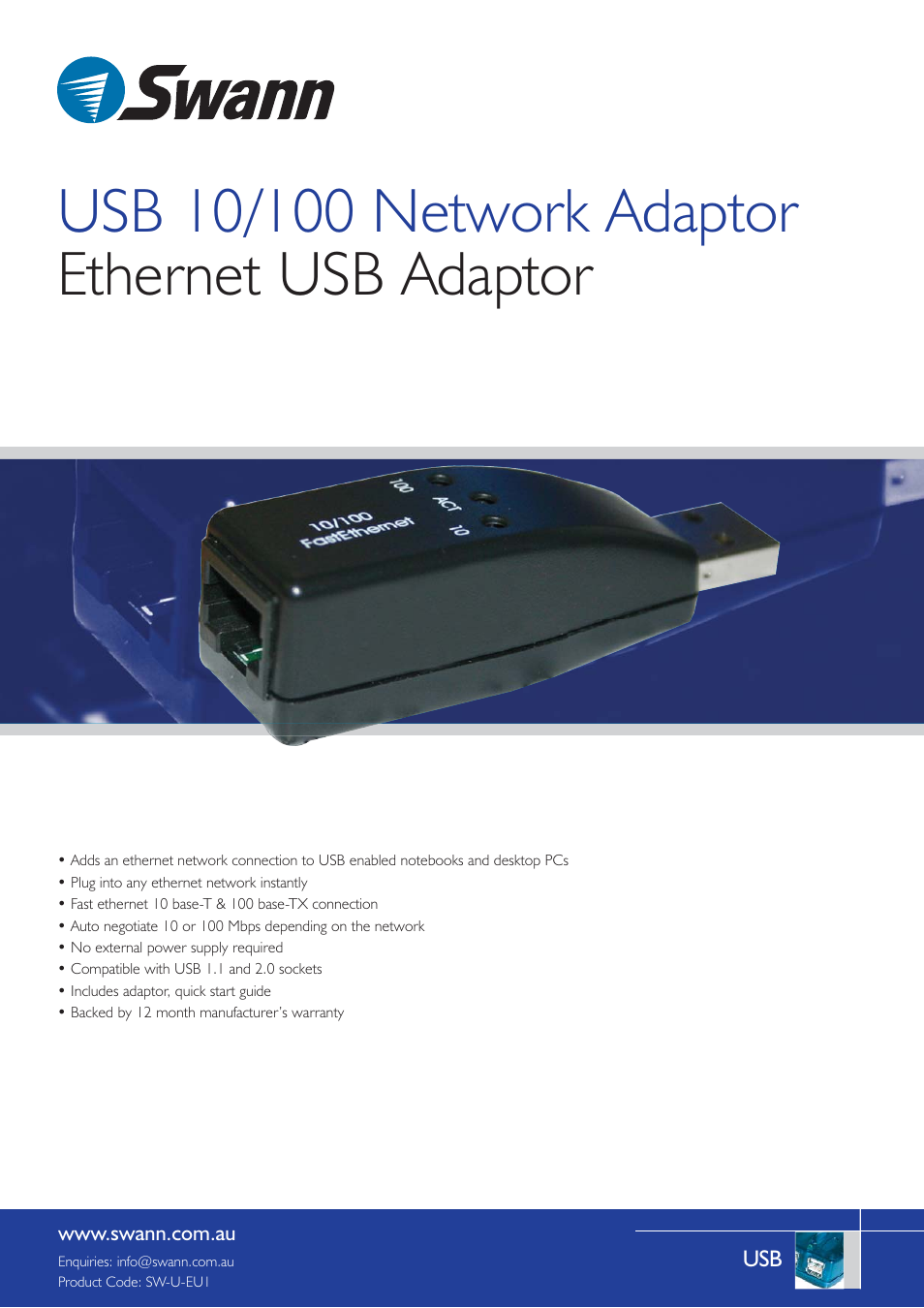 Swann SW-U-EU1 User Manual | 2 pages