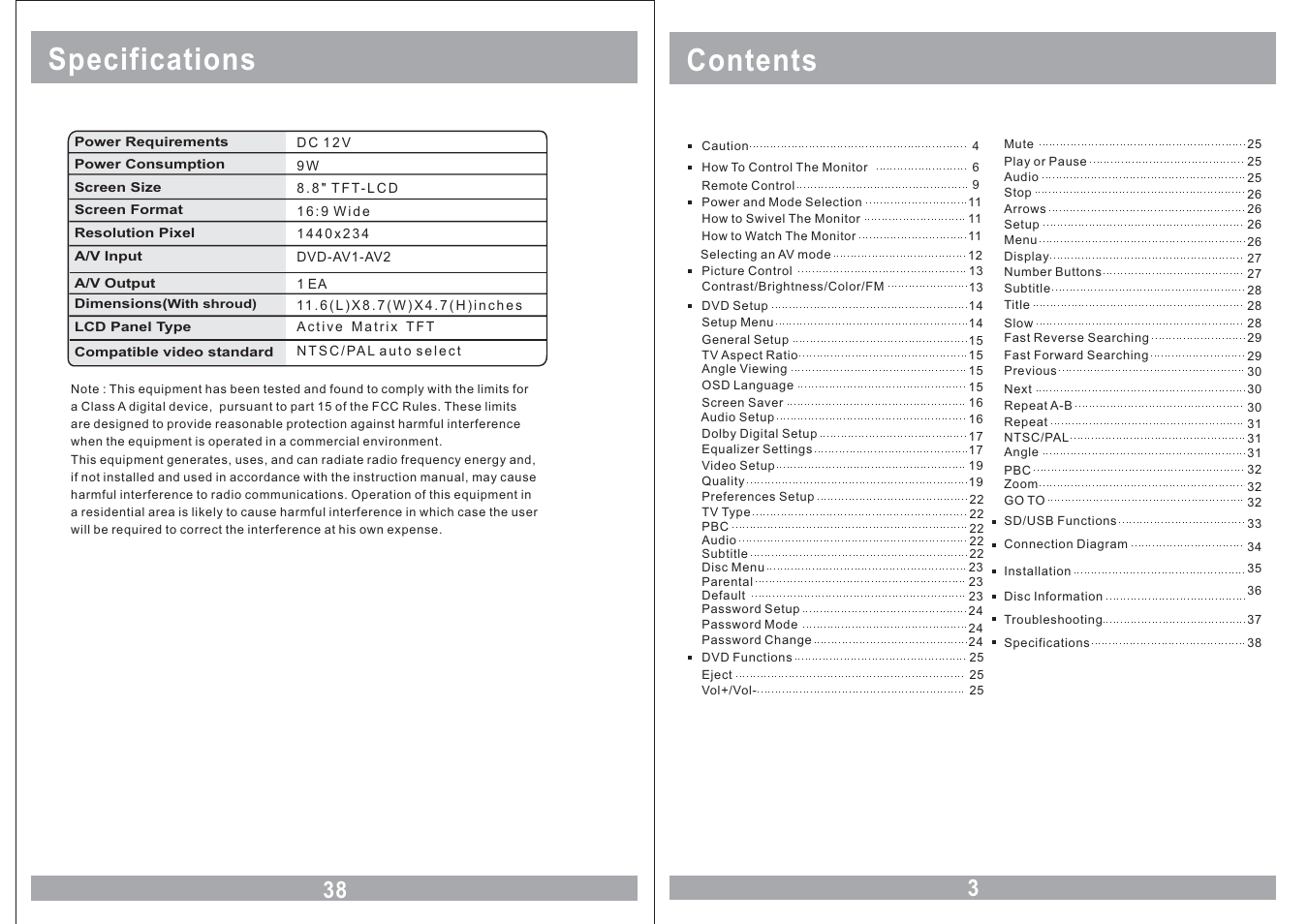 Sound Stream VHD-9BK User Manual | Page 3 / 20