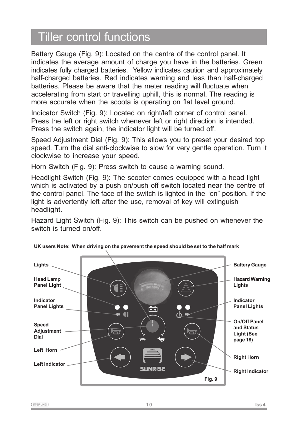 Tiller control functions | Sterling Power Products Elite XS User Manual | Page 14 / 30