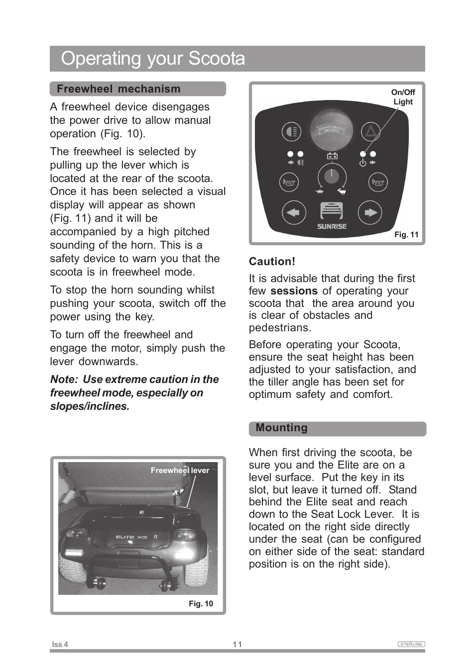 Operating your scoota | Sterling Power Products Elite XS User Manual | Page 15 / 30