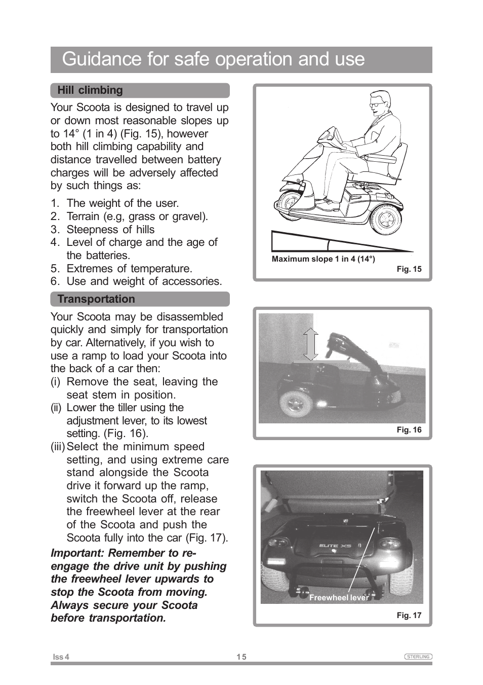 Guidance for safe operation and use | Sterling Power Products Elite XS User Manual | Page 19 / 30