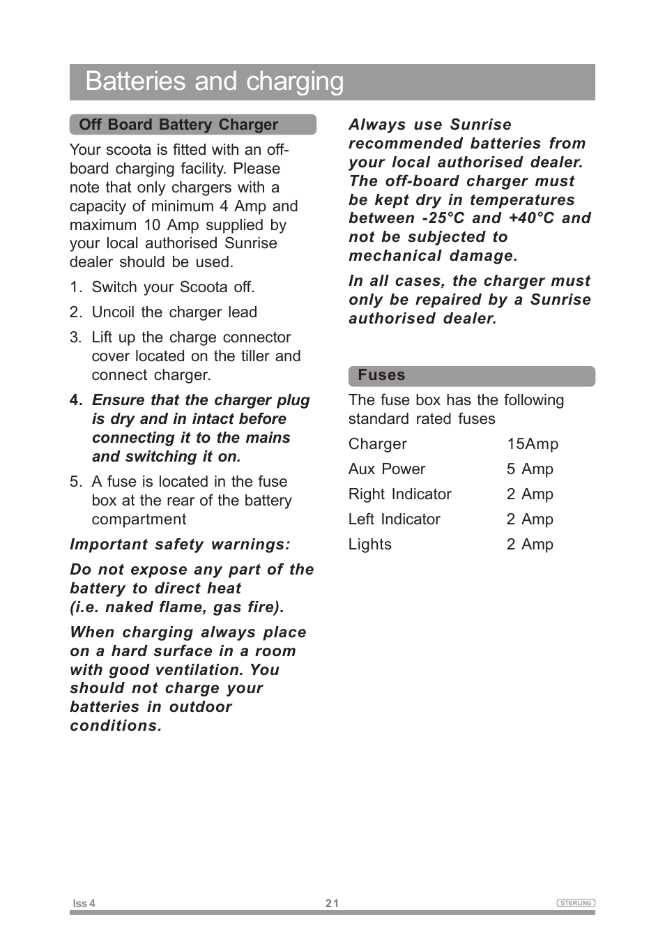 Batteries and charging | Sterling Power Products Elite XS User Manual | Page 25 / 30