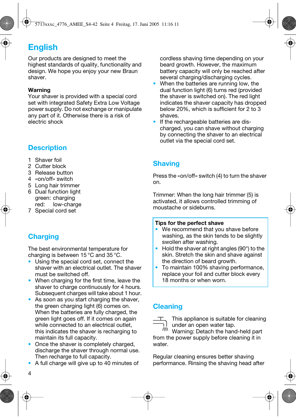 English | Braun 4776 User Manual | Page 4 / 40