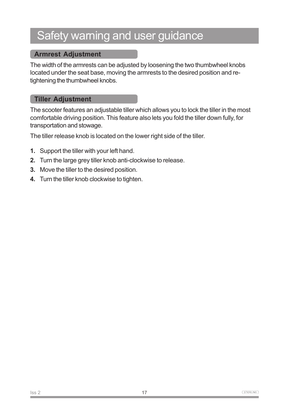 Safety warning and user guidance | Sterling Power Products Scooter User Manual | Page 20 / 40