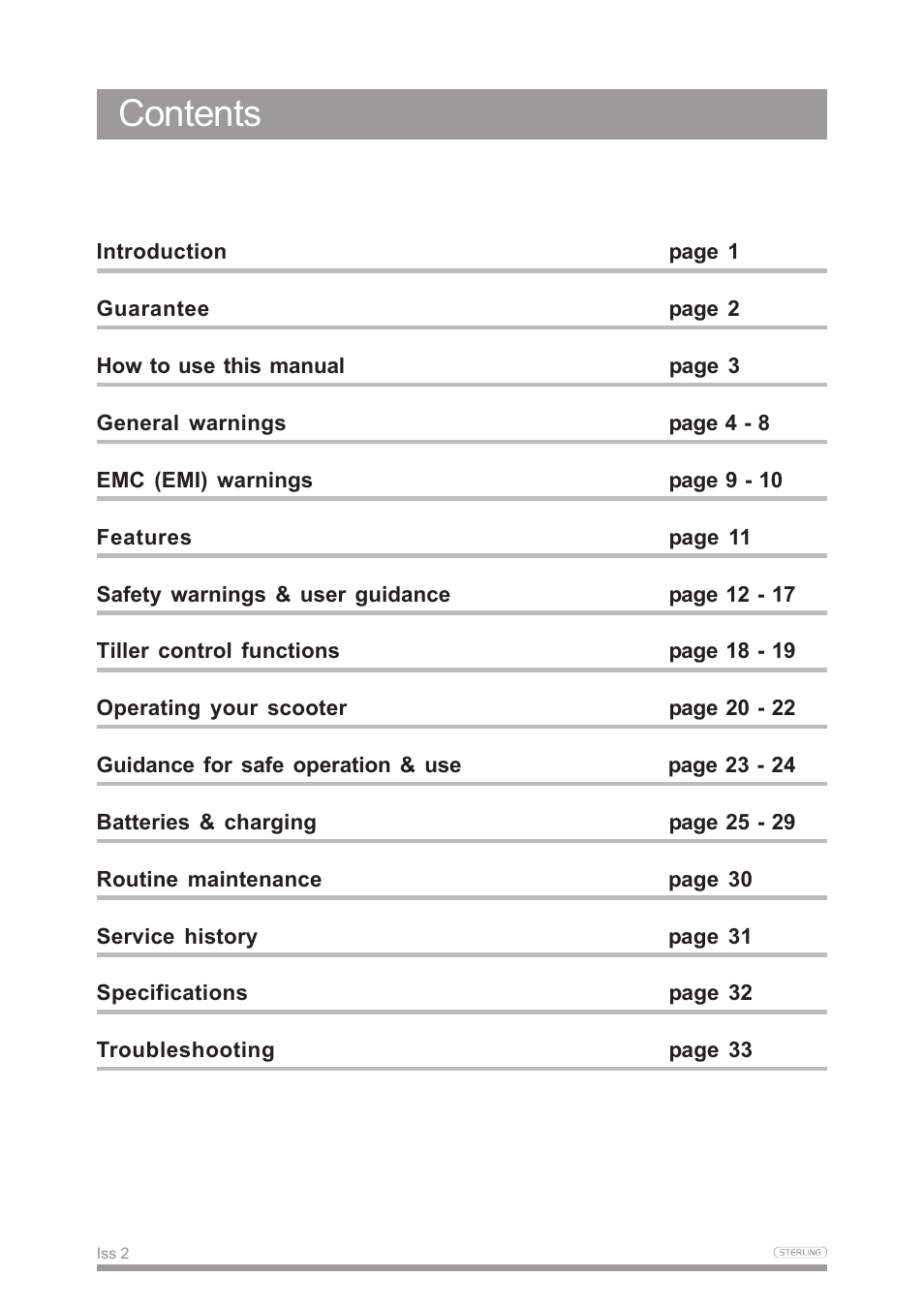 Sterling Power Products Scooter User Manual | Page 3 / 40