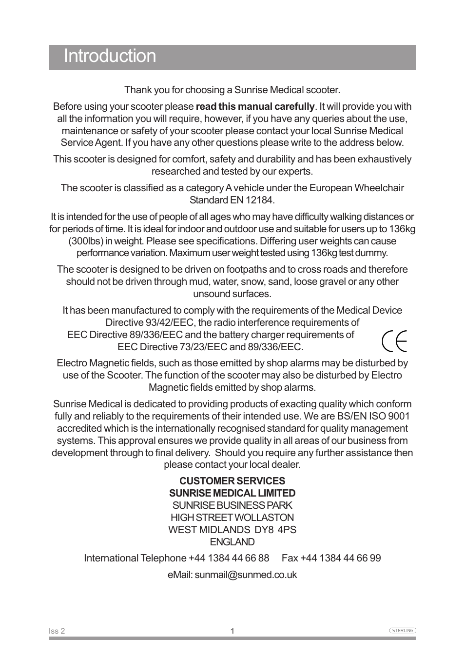Introduction | Sterling Power Products Scooter User Manual | Page 4 / 40