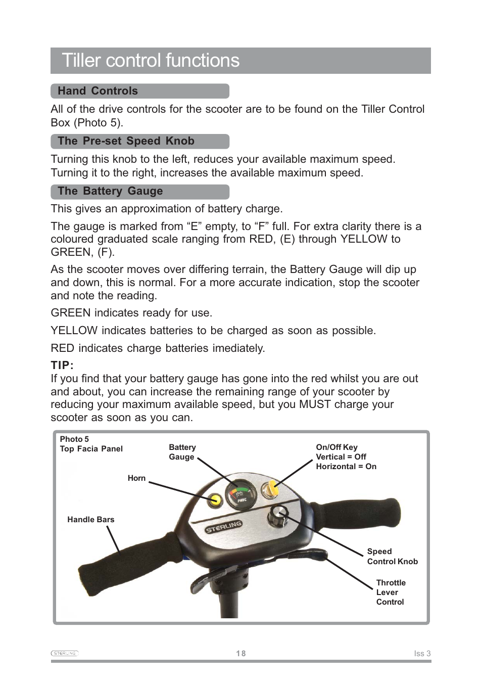 Tiller control functions | Sterling Power Products Little Gem User Manual | Page 20 / 36