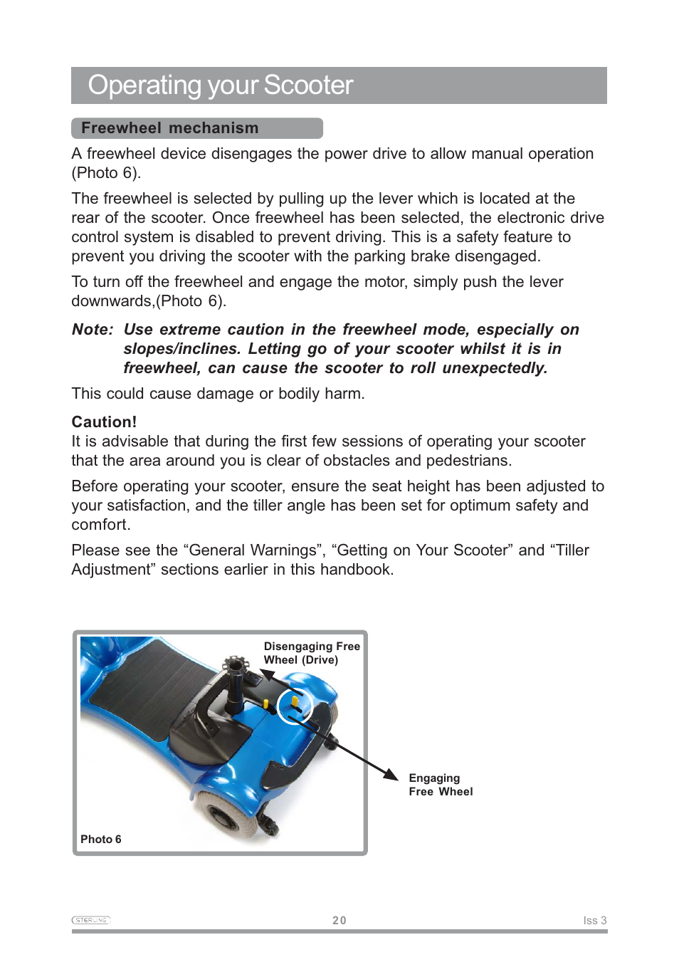 Operating your scooter | Sterling Power Products Little Gem User Manual | Page 22 / 36