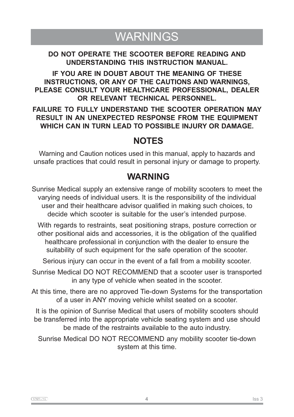Warnings, Warning | Sterling Power Products Little Gem User Manual | Page 6 / 36