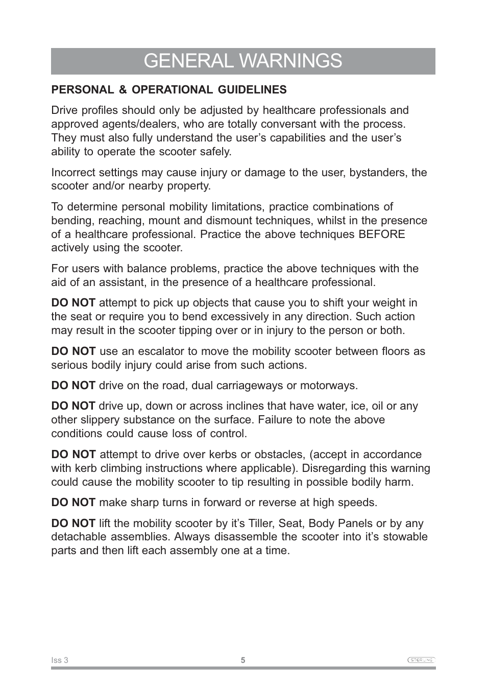 General warnings | Sterling Power Products Little Gem User Manual | Page 7 / 36