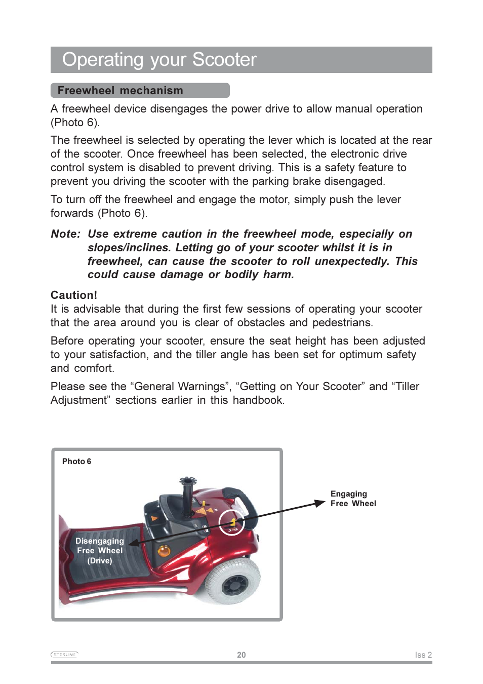 Operating your scooter | Sterling Power Products Pearl User Manual | Page 23 / 40