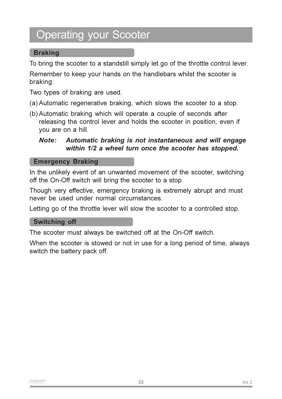 Operating your scooter | Sterling Power Products Pearl User Manual | Page 25 / 40