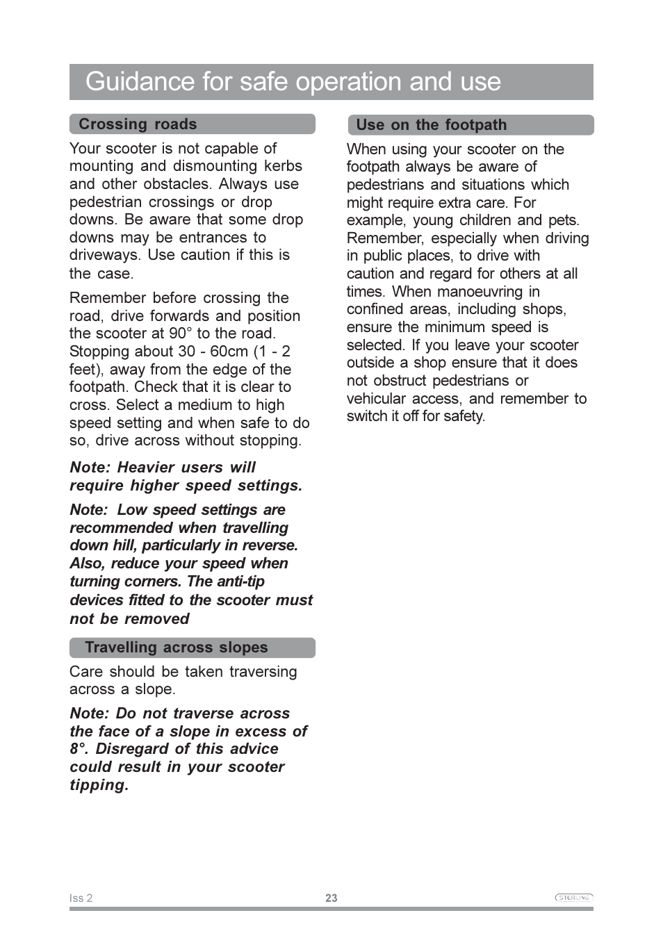 Guidance for safe operation and use | Sterling Power Products Pearl User Manual | Page 26 / 40