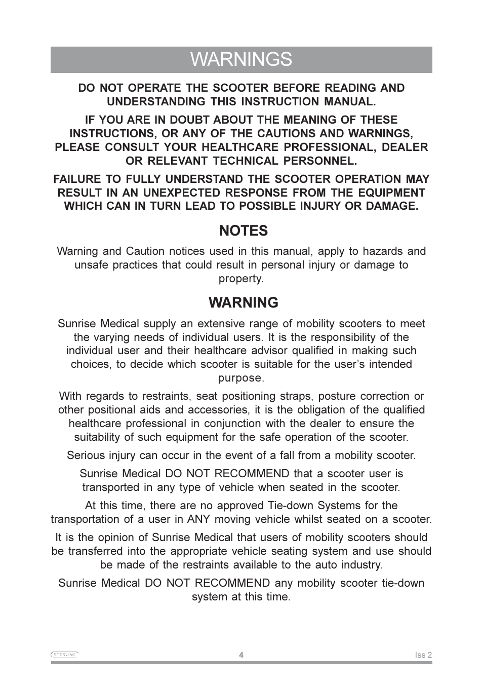 Warnings, Warning | Sterling Power Products Pearl User Manual | Page 7 / 40
