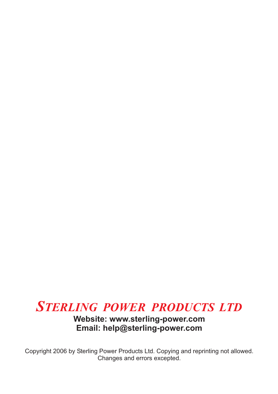 Terling power products ltd | Sterling Power Products AC32A User Manual | Page 12 / 12