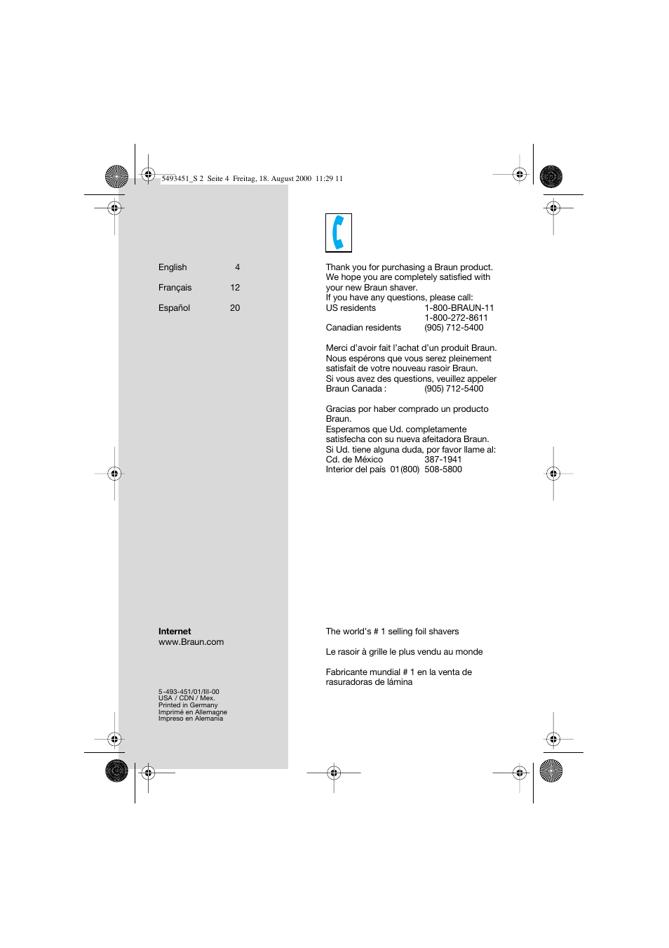 Braun 7505 Syncro  EN User Manual | Page 2 / 26
