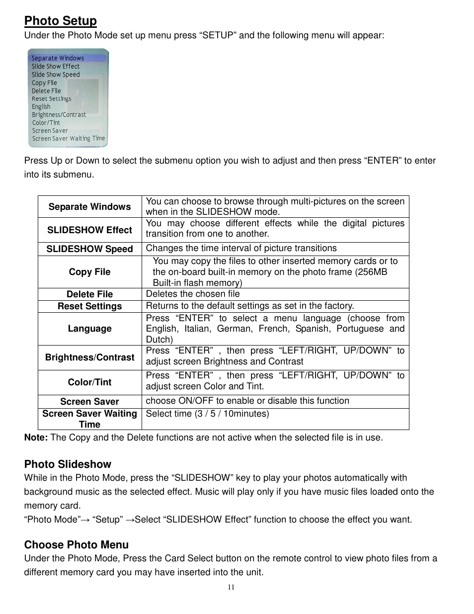 Photo setup | Synapse Films 11009987 User Manual | Page 11 / 41