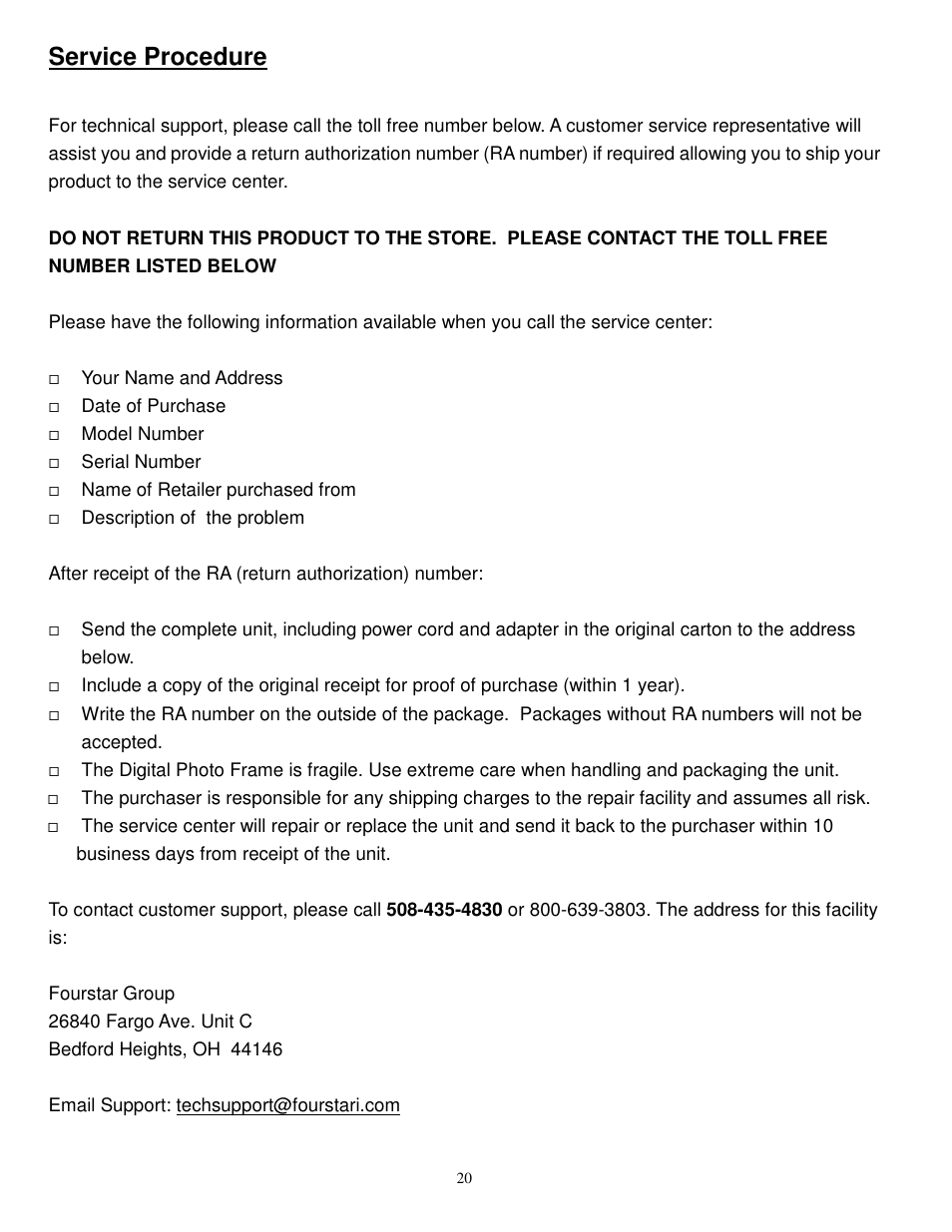 Service procedure | Synapse Films 11009987 User Manual | Page 20 / 41